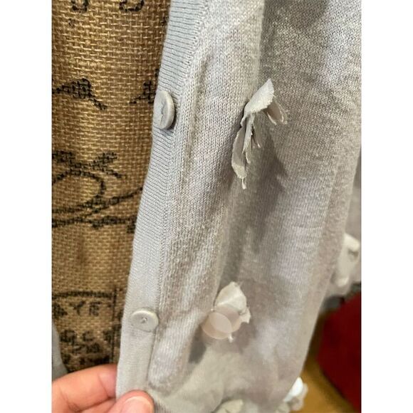 Ann Taylor Loft Women's XL Beige Floral Appliqué Cardigan Sweater - Picture 5 of 13